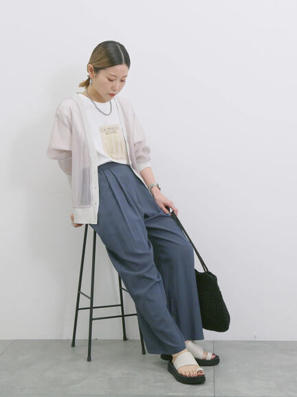 【接触冷感】タックワイドパンツ（ブラック/ピンク/ライトベージュ/ネイビー）｜Samansa Mos2 blue（サマンサモスモス ブルー）通販