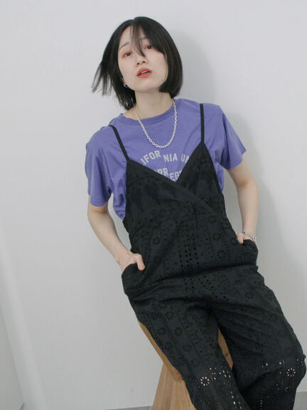 カットワークサロペット（オフホワイト/ブラック）｜Samansa Mos2 blue（サマンサモスモス ブルー）通販