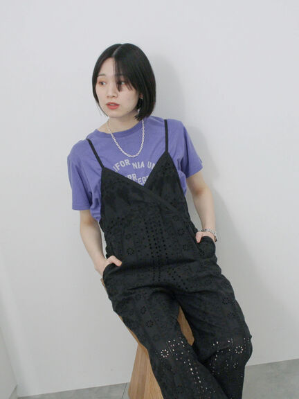 カットワークサロペット（オフホワイト/ブラック）｜Samansa Mos2 blue（サマンサモスモス ブルー）通販