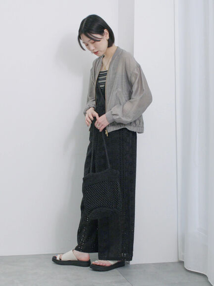 カットワークサロペット（オフホワイト/ブラック）｜Samansa Mos2 blue（サマンサモスモス ブルー）通販