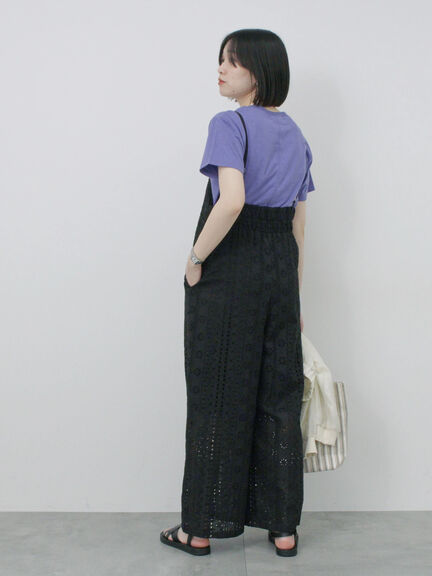 カットワークサロペット（オフホワイト/ブラック）｜Samansa Mos2 blue（サマンサモスモス ブルー）通販