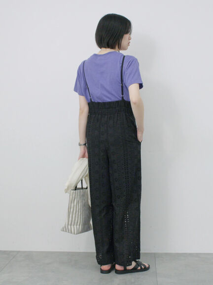 カットワークサロペット（オフホワイト/ブラック）｜Samansa Mos2 blue（サマンサモスモス ブルー）通販