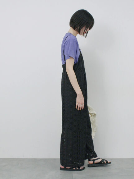 カットワークサロペット（オフホワイト/ブラック）｜Samansa Mos2 blue（サマンサモスモス ブルー）通販