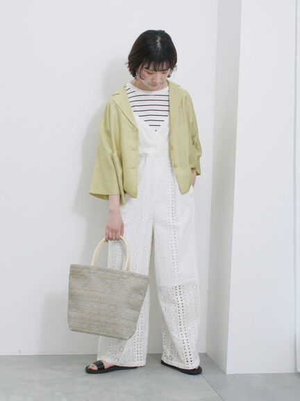 カットワークサロペット（オフホワイト/ブラック）｜Samansa Mos2 blue（サマンサモスモス ブルー）通販