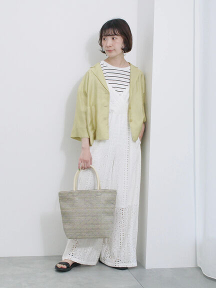 カットワークサロペット（オフホワイト/ブラック）｜Samansa Mos2 blue（サマンサモスモス ブルー）通販