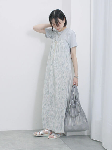 プリントプリーツキャミワンピース（グレー/グリーン/ブルー）｜Samansa Mos2 blue（サマンサモスモス ブルー）通販