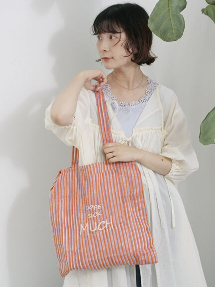 【Made in India】アソートロゴ刺繍トート（ピンク/オレンジ/サックスブルー/ブルー）｜Samansa Mos2 blue（サマンサモスモス ブルー）通販