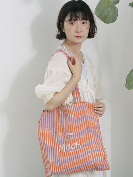 【Made in India】アソートロゴ刺繍トート（ピンク/オレンジ/サックスブルー/ブルー）｜Samansa Mos2 blue（サマンサモスモス ブルー）通販