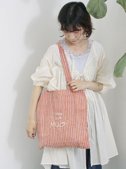 【Made in India】アソートロゴ刺繍トート（ピンク/オレンジ/サックスブルー/ブルー）｜Samansa Mos2 blue（サマンサモスモス ブルー）通販