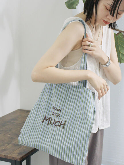 【Made in India】アソートロゴ刺繍トート（ピンク/オレンジ/サックスブルー/ブルー）｜Samansa Mos2 blue（サマンサモスモス ブルー）通販