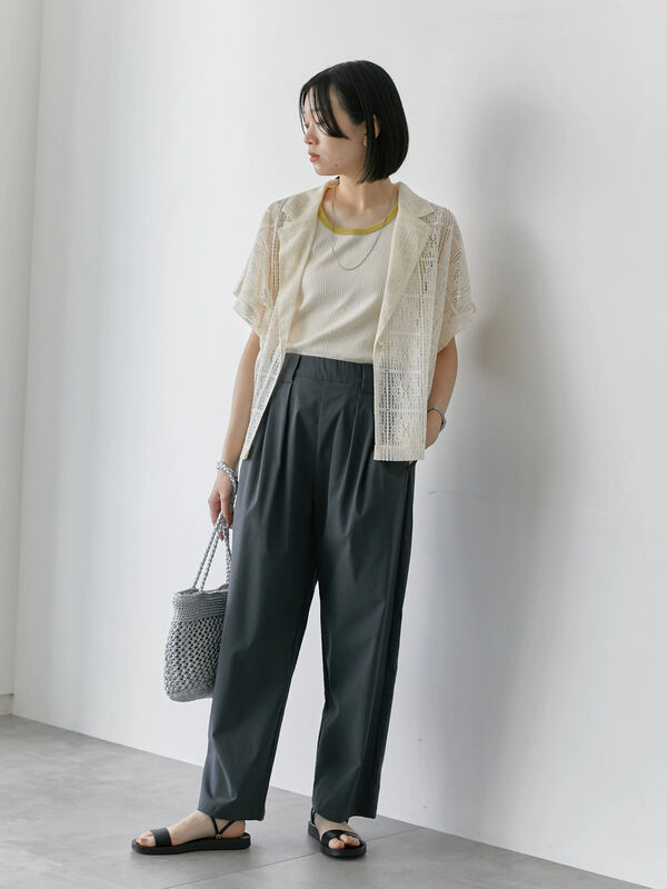 セール】 ストレッチタックカーブパンツ（チャコールグレー/ライト