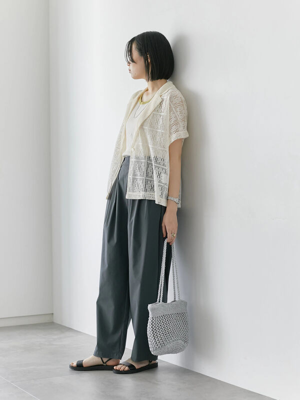 セール】 ストレッチタックカーブパンツ（チャコールグレー/ライト