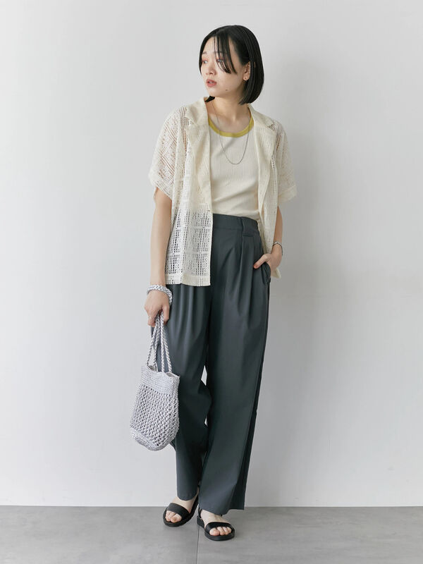 セール】 ストレッチタックカーブパンツ（チャコールグレー/ライト