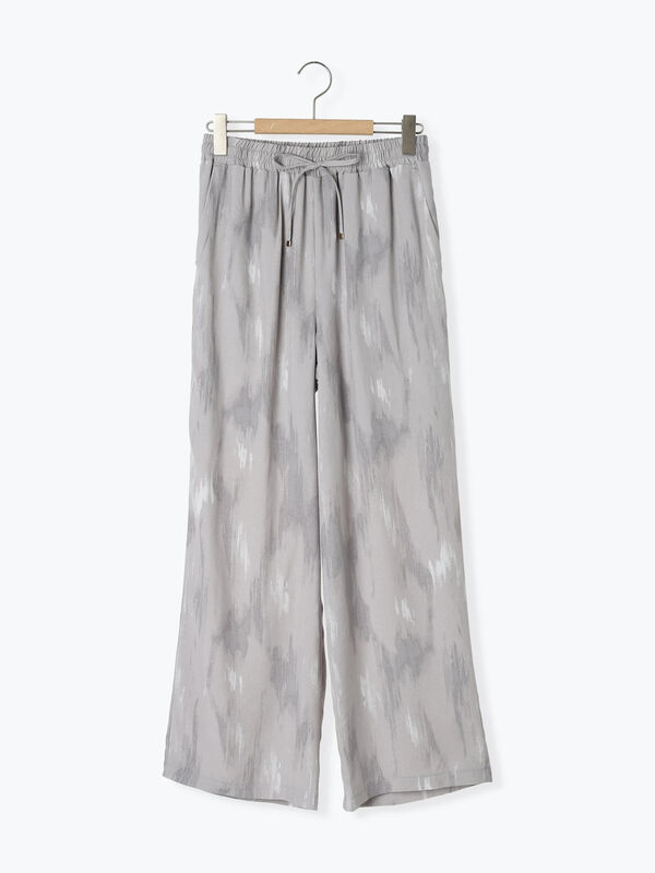 セール】 【接触冷感】水彩柄イージーパンツ（グレー/ピンク/ブルー