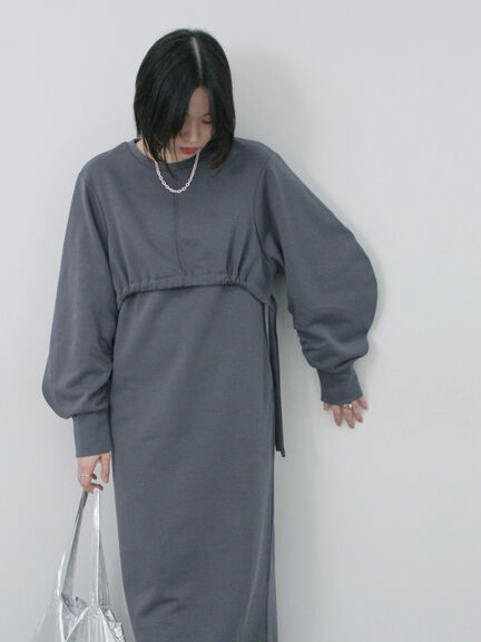 クロップドレイヤードワンピース（チャコールグレー/サックスブルー/キナリ）｜Samansa Mos2 blue（サマンサモスモス ブルー）通販