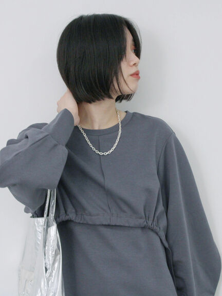 クロップドレイヤードワンピース（チャコールグレー/サックスブルー/キナリ）｜Samansa Mos2 blue（サマンサモスモス ブルー）通販