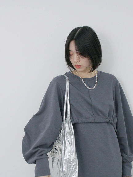 クロップドレイヤードワンピース（チャコールグレー/サックスブルー/キナリ）｜Samansa Mos2 blue（サマンサモスモス ブルー）通販