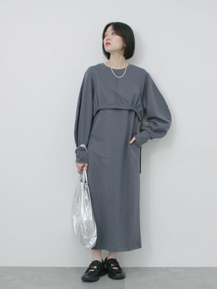 クロップドレイヤードワンピース（チャコールグレー/サックスブルー/キナリ）｜Samansa Mos2 blue（サマンサモスモス ブルー）通販