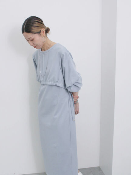 クロップドレイヤードワンピース（チャコールグレー/サックスブルー/キナリ）｜Samansa Mos2 blue（サマンサモスモス ブルー）通販