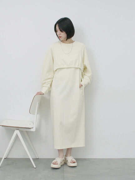 クロップドレイヤードワンピース（チャコールグレー/サックスブルー/キナリ）｜Samansa Mos2 blue（サマンサモスモス ブルー）通販