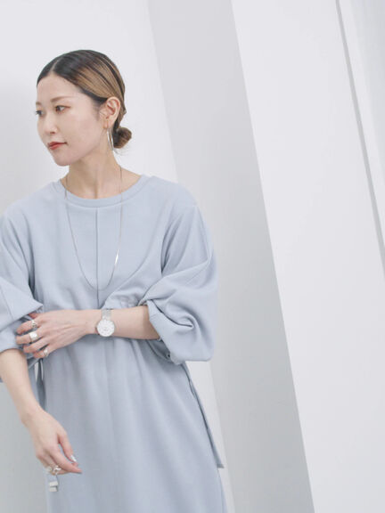 クロップドレイヤードワンピース（チャコールグレー/サックスブルー/キナリ）｜Samansa Mos2 blue（サマンサモスモス ブルー）通販