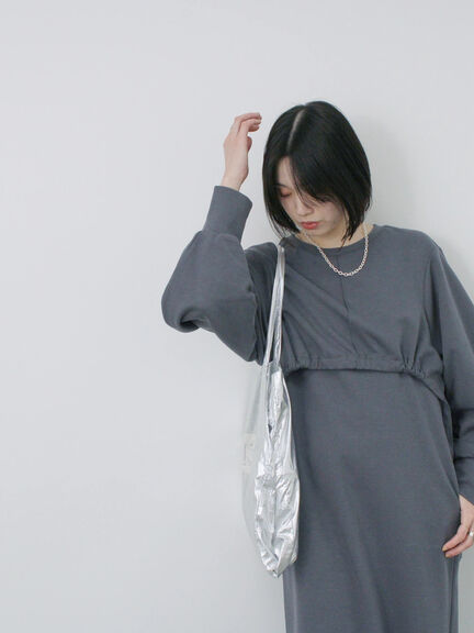 クロップドレイヤードワンピース（チャコールグレー/サックスブルー/キナリ）｜Samansa Mos2 blue（サマンサモスモス ブルー）通販