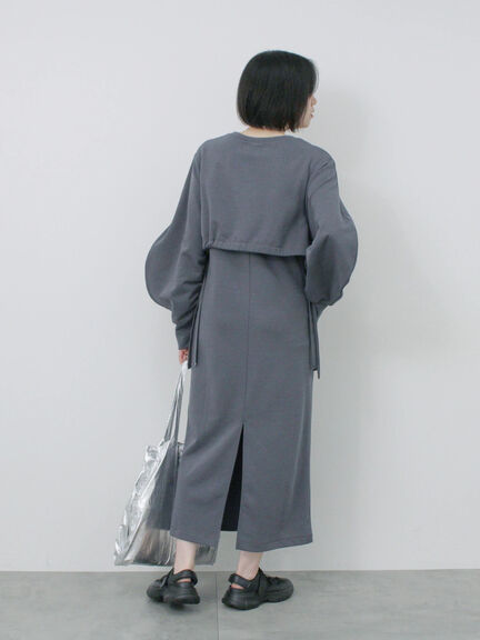 クロップドレイヤードワンピース（チャコールグレー/サックスブルー/キナリ）｜Samansa Mos2 blue（サマンサモスモス ブルー）通販