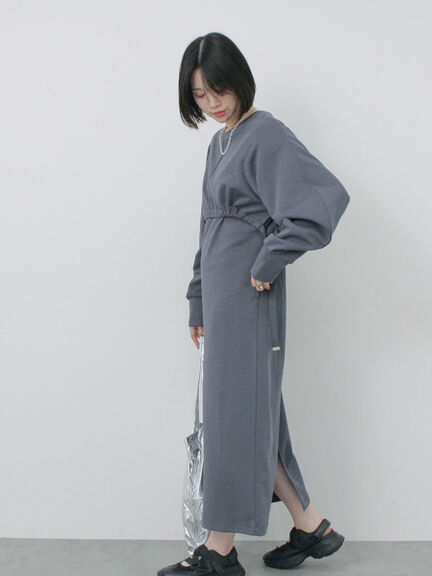 クロップドレイヤードワンピース（チャコールグレー/サックスブルー/キナリ）｜Samansa Mos2 blue（サマンサモスモス ブルー）通販