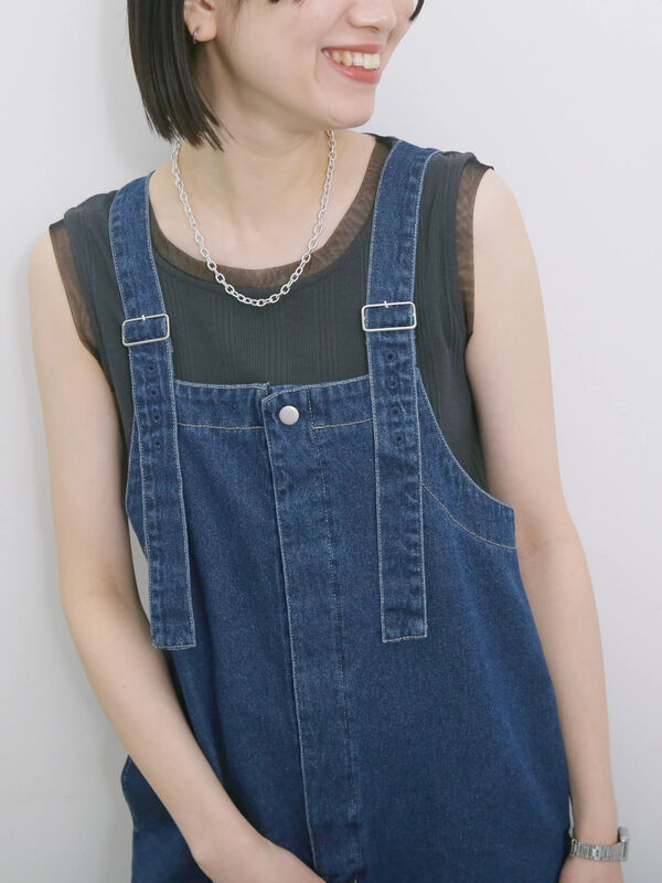 チュール付リブタンク（チャコールグレー）｜Samansa Mos2 blue（サマンサモスモス ブルー）通販