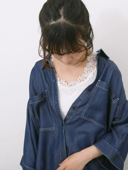 花レースタンク（オフホワイト/ブラック/サックスブルー）｜Samansa Mos2 blue（サマンサモスモス ブルー）通販