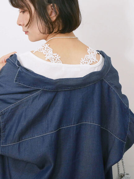 花レースタンク（オフホワイト/ブラック/サックスブルー）｜Samansa Mos2 blue（サマンサモスモス ブルー）通販