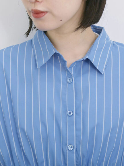 ストライプウエストシャーリングブラウス（ピンク/ブルー/キナリ）｜Samansa Mos2 blue（サマンサモスモス ブルー）通販
