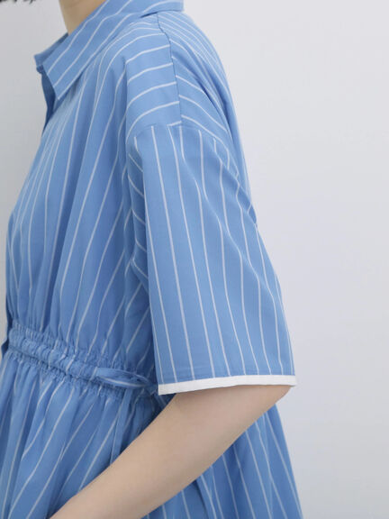 ストライプウエストシャーリングブラウス（ピンク/ブルー/キナリ）｜Samansa Mos2 blue（サマンサモスモス ブルー）通販