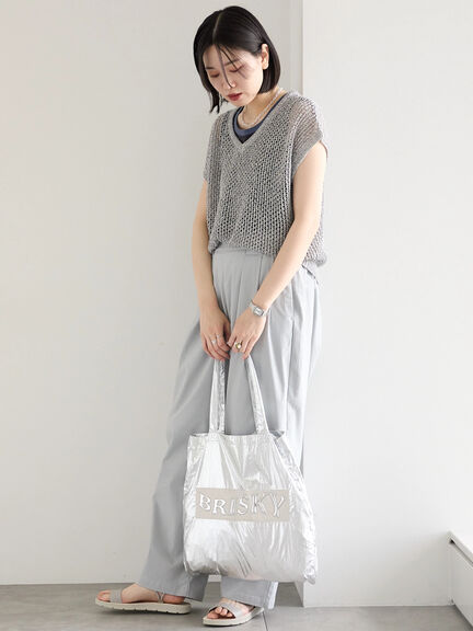 メランジラメメッシュニットベスト（グレー/ベージュ/キナリ）｜Samansa Mos2 blue（サマンサモスモス ブルー）通販