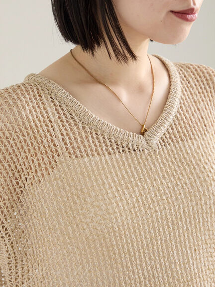 メランジラメメッシュニットベスト（グレー/ベージュ/キナリ）｜Samansa Mos2 blue（サマンサモスモス ブルー）通販