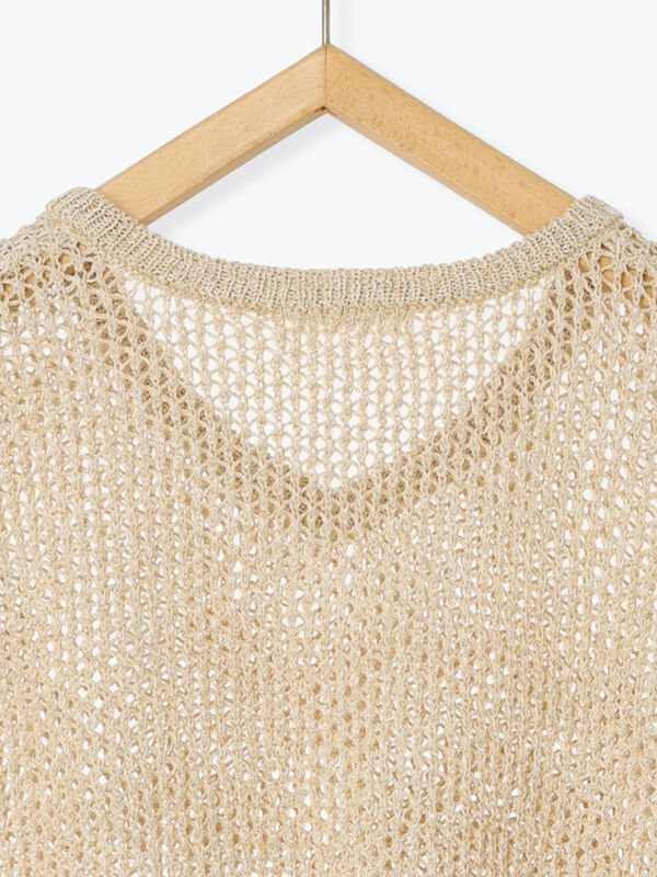 セール】 メランジラメメッシュニットベスト（グレー/ベージュ/キナリ