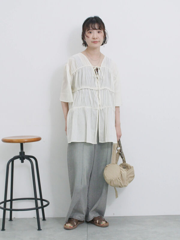 Samansa Mos2 ルミネ立川店限定 はおりティアードブラウス キナリ Samansa Mos2 ルミネ立川店限定 はおりティアードブラウス