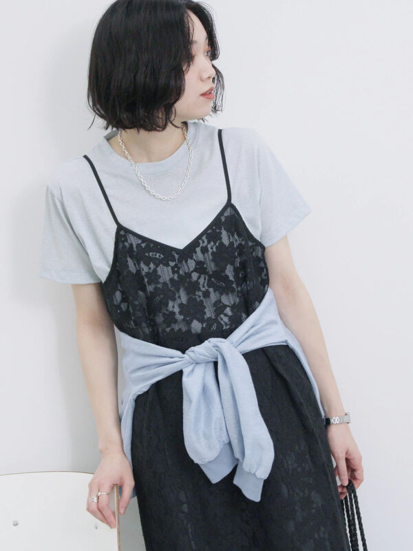 メッシュレースキャミワンピース（ブラック）｜Samansa Mos2 blue（サマンサモスモス ブルー）通販