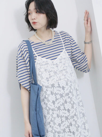 メッシュレースキャミワンピース（オフホワイト/ブラック/サックスブルー）｜Samansa Mos2 blue（サマンサモスモス ブルー）通販
