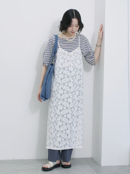 メッシュレースキャミワンピース（オフホワイト/ブラック/サックスブルー）｜Samansa Mos2 blue（サマンサモスモス ブルー）通販