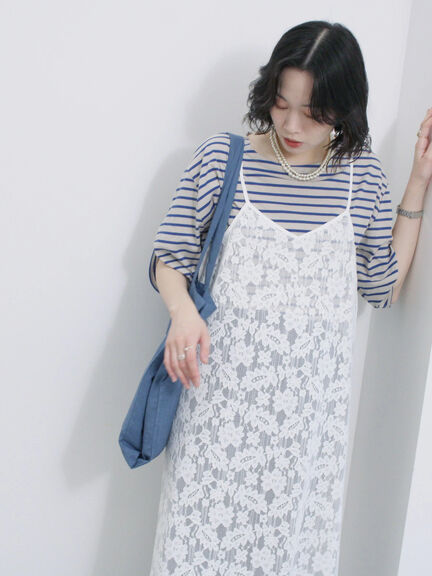 メッシュレースキャミワンピース（オフホワイト/ブラック/サックスブルー）｜Samansa Mos2 blue（サマンサモスモス ブルー）通販