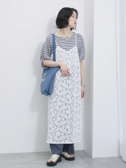 メッシュレースキャミワンピース（オフホワイト/ブラック/サックスブルー）｜Samansa Mos2 blue（サマンサモスモス ブルー）通販