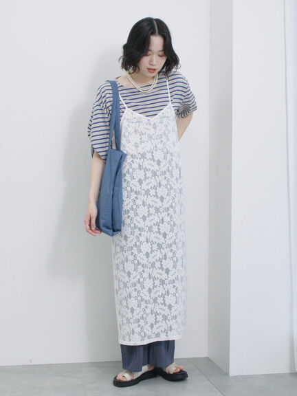 メッシュレースキャミワンピース（オフホワイト/ブラック/サックスブルー）｜Samansa Mos2 blue（サマンサモスモス ブルー）通販