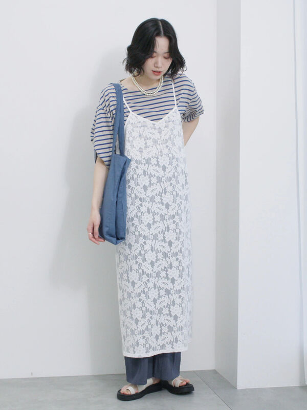 セール】 メッシュレースキャミワンピース（オフホワイト/ブラック