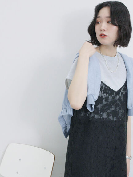 メッシュレースキャミワンピース（オフホワイト/ブラック/サックスブルー）｜Samansa Mos2 blue（サマンサモスモス ブルー）通販