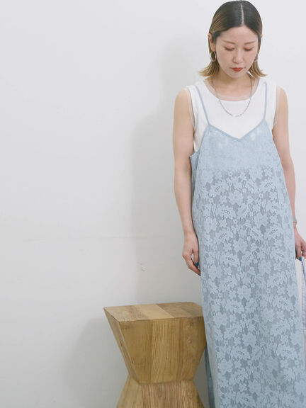 メッシュレースキャミワンピース（オフホワイト/ブラック/サックスブルー）｜Samansa Mos2 blue（サマンサモスモス ブルー）通販