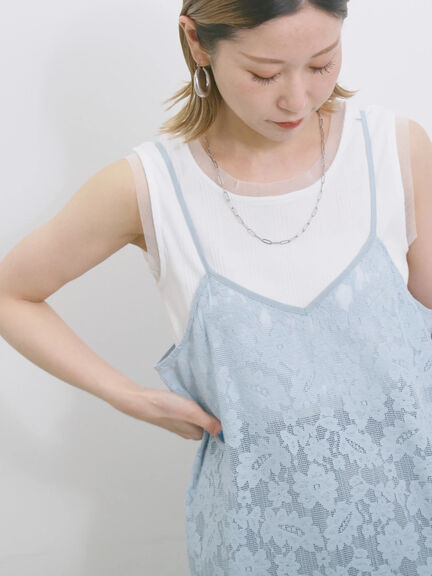 メッシュレースキャミワンピース（オフホワイト/ブラック/サックスブルー）｜Samansa Mos2 blue（サマンサモスモス ブルー）通販