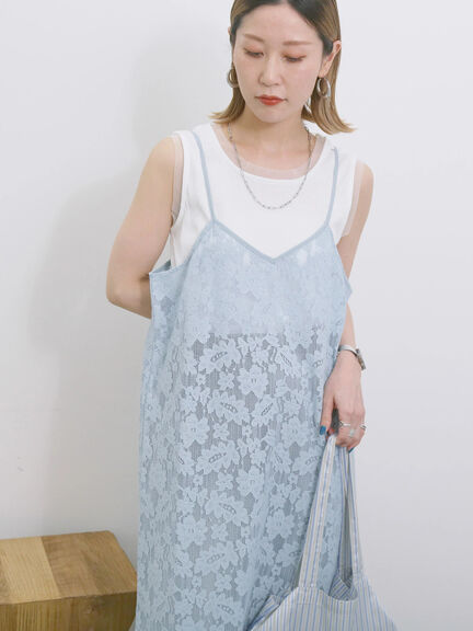 メッシュレースキャミワンピース（オフホワイト/ブラック/サックスブルー）｜Samansa Mos2 blue（サマンサモスモス ブルー）通販