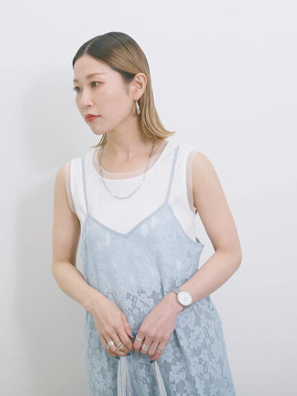 メッシュレースキャミワンピース（オフホワイト/ブラック/サックスブルー）｜Samansa Mos2 blue（サマンサモスモス ブルー）通販