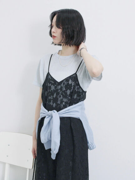 メッシュレースキャミワンピース（オフホワイト/ブラック/サックスブルー）｜Samansa Mos2 blue（サマンサモスモス ブルー）通販